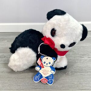 Vintage IDEAL Panda Teddy Bear 9" Plush Black White Plush Stuffed Animal Toy NEW